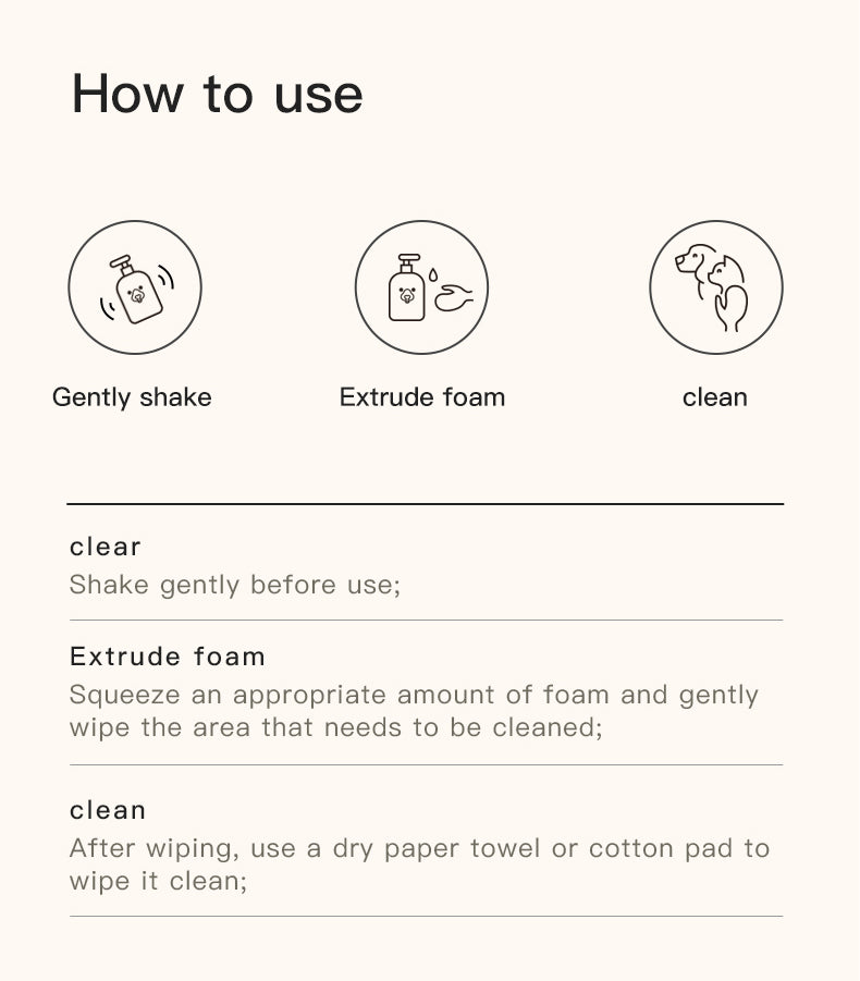Coconut Oil Skincare Leave-in pet hair cleaning foam