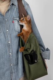 Stylish pet travel shoulder bag in high texture tones