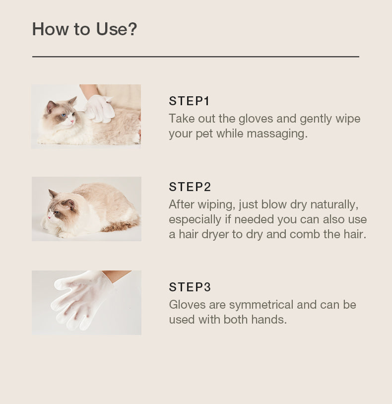 Disposable cleaning and repairing hair gloves for pets