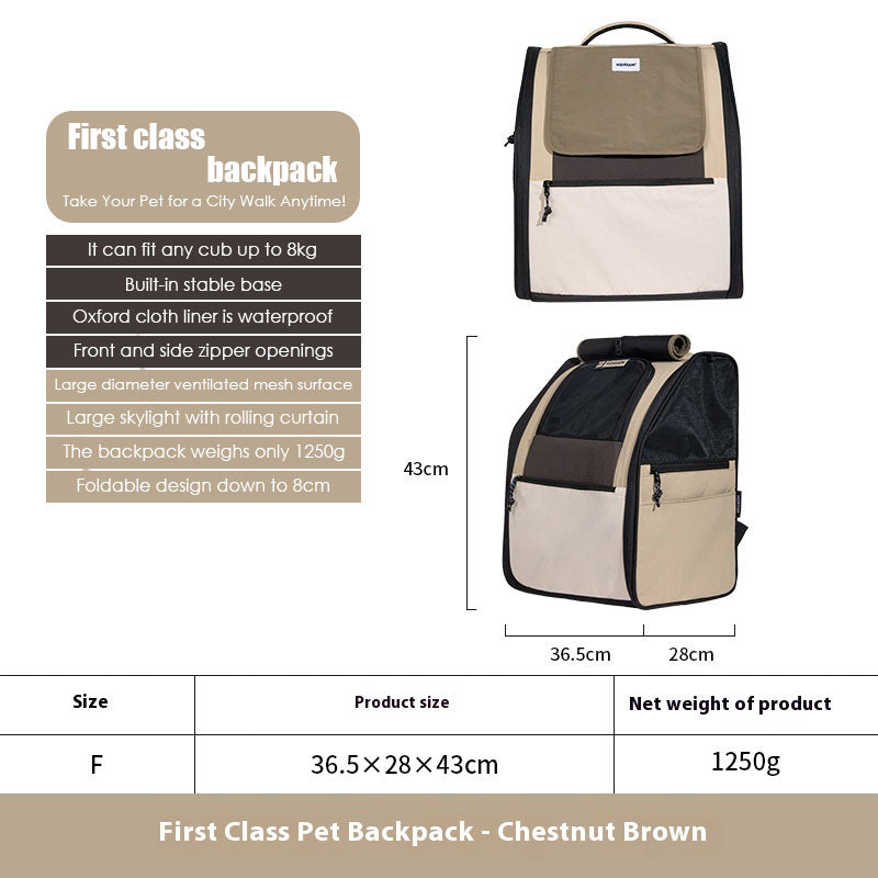 First class high capacity pet backpack