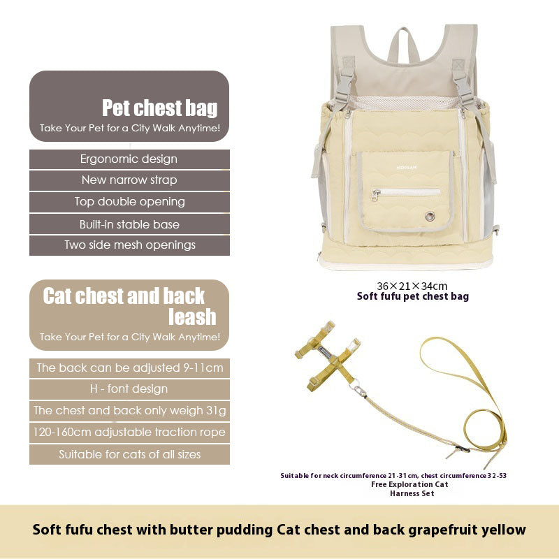 Beige soft texture large capacity pet chest bag