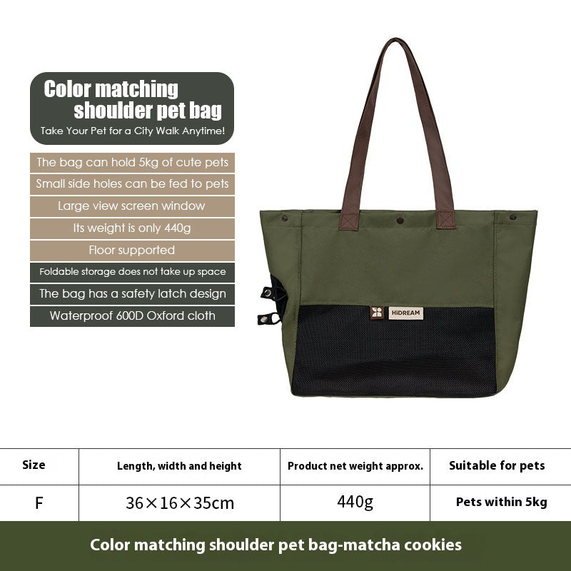Stylish pet travel shoulder bag in high texture tones