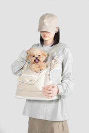 Beige soft texture large capacity pet chest bag