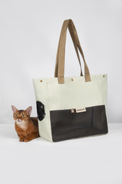 Stylish pet travel shoulder bag in high texture tones