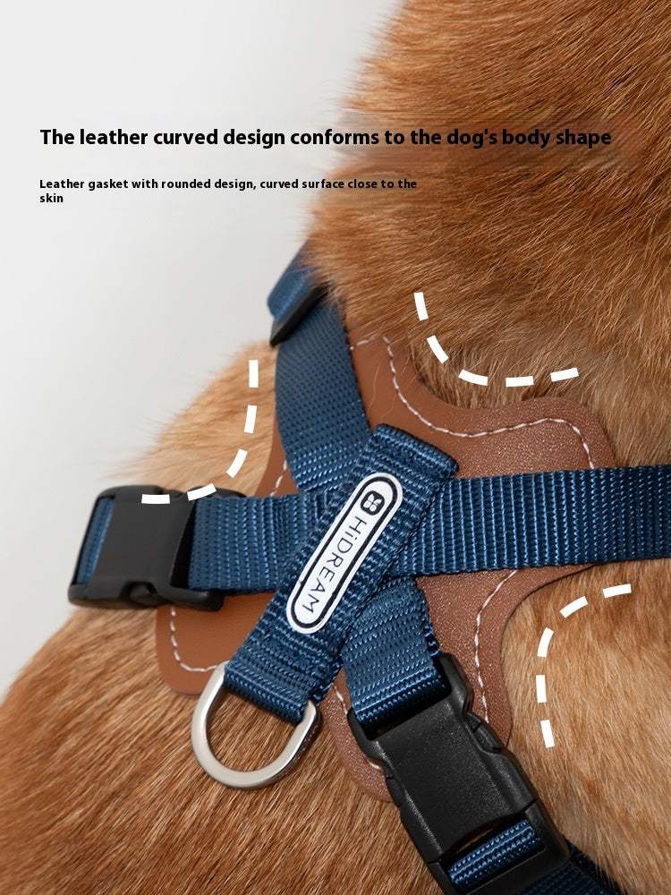 Leather X chest back with free hands towing harness