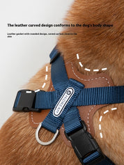 Leather X chest back with free hands towing harness
