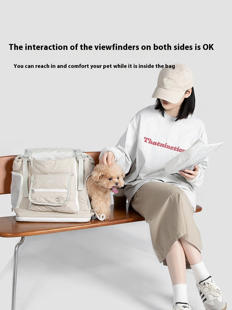 Beige soft texture large capacity pet chest bag