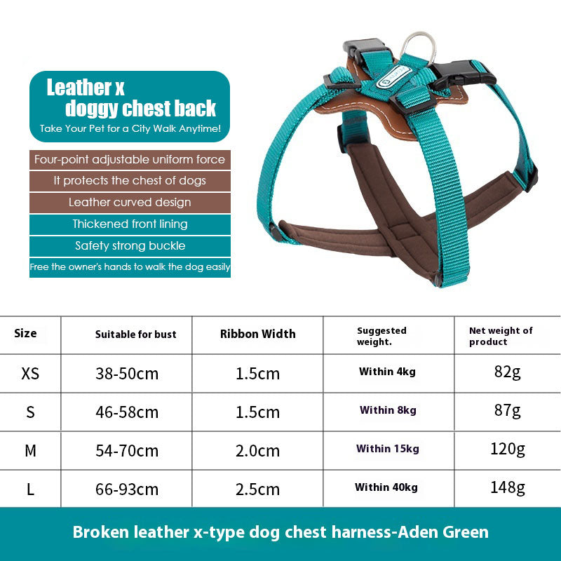 Leather X chest back with free hands towing harness