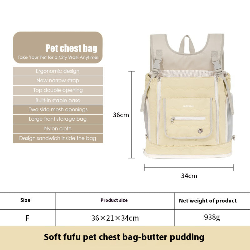 Beige soft texture large capacity pet chest bag