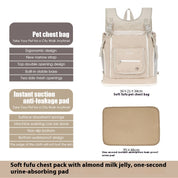 Beige soft texture large capacity pet chest bag