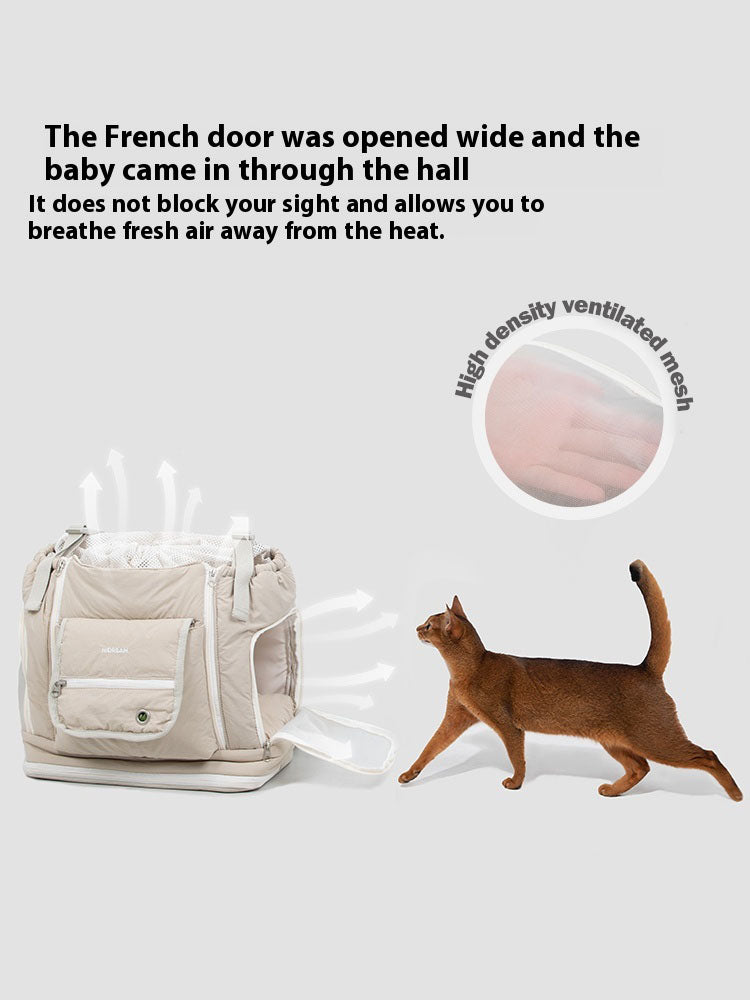 Beige soft texture large capacity pet chest bag
