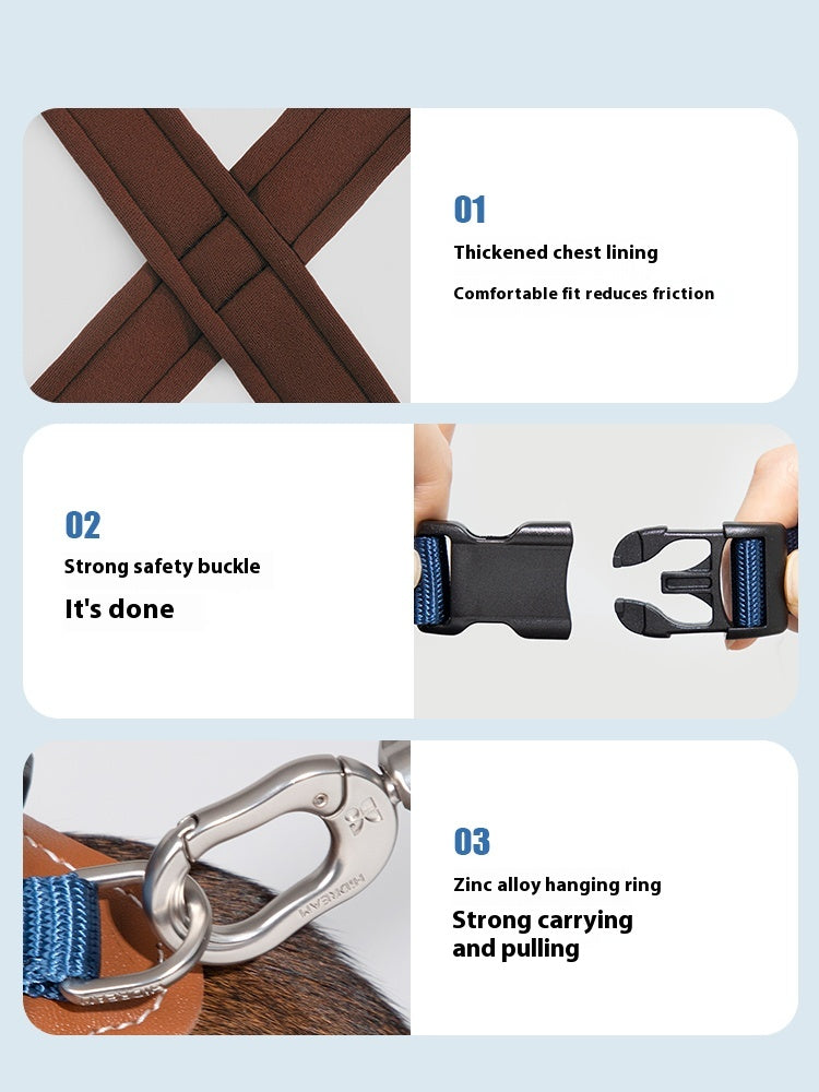 Leather X chest back with free hands towing harness