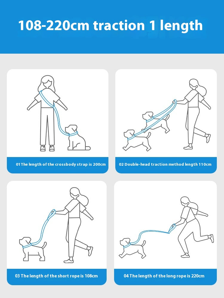 BOBO series hands-free diagonal pet leash