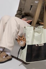 Stylish pet travel shoulder bag in high texture tones
