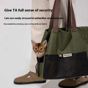 Stylish pet travel shoulder bag in high texture tones