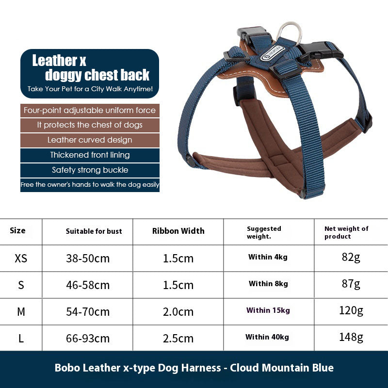 Leather X chest back with free hands towing harness