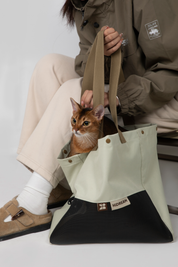 Stylish pet travel shoulder bag in high texture tones