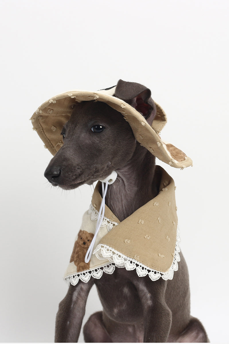 Cat and dog accessories Spring and summer new cute fisherman hat + neck